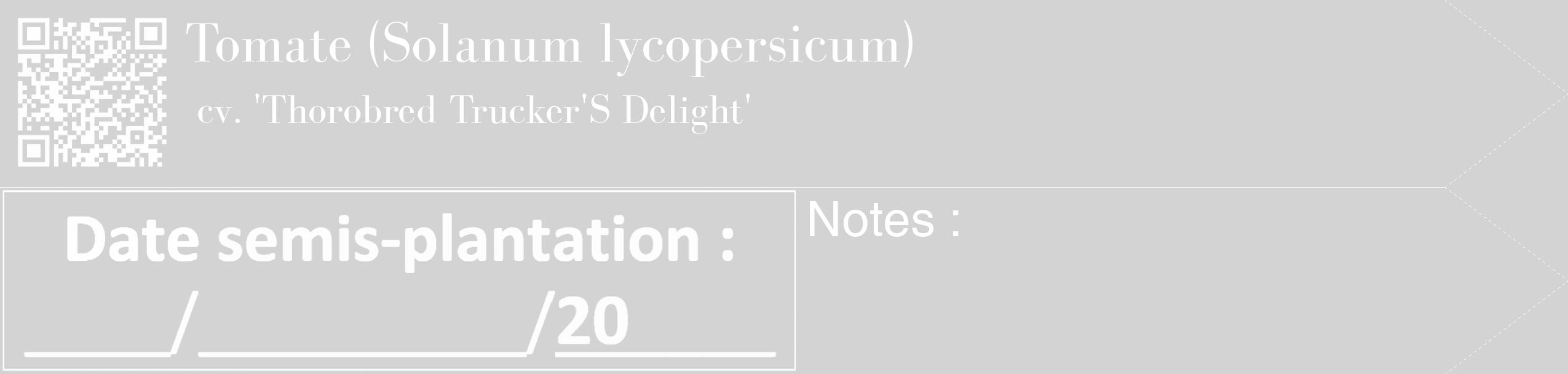 Étiquette de : Solanum lycopersicum cv. 'Thorobred Trucker'S Delight' - format c - style blanche56_simple_simplebod avec qrcode et comestibilité