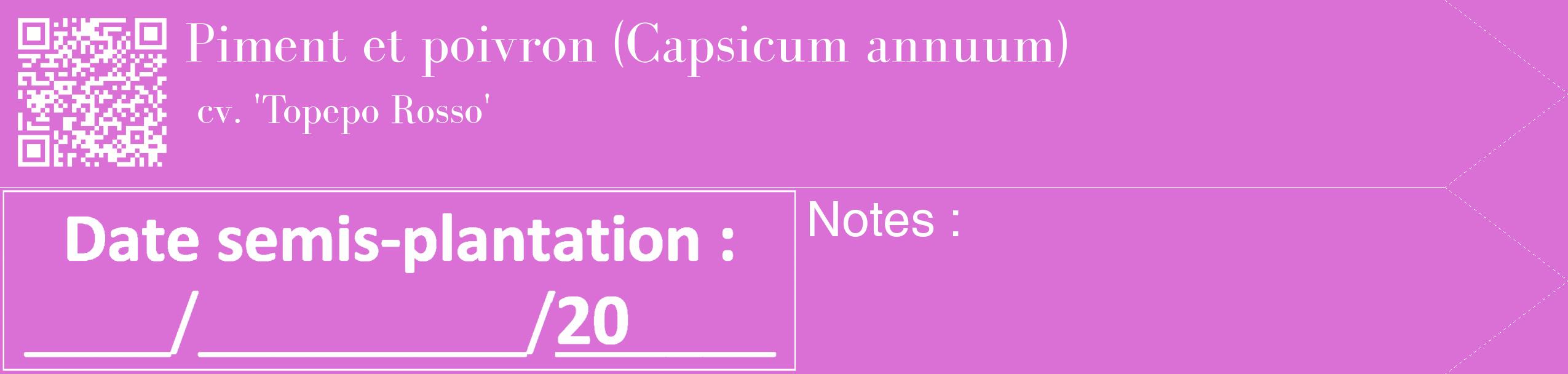 Étiquette de : Capsicum annuum cv. 'Topepo Rosso' - format c - style blanche52_simple_simplebod avec qrcode et comestibilité