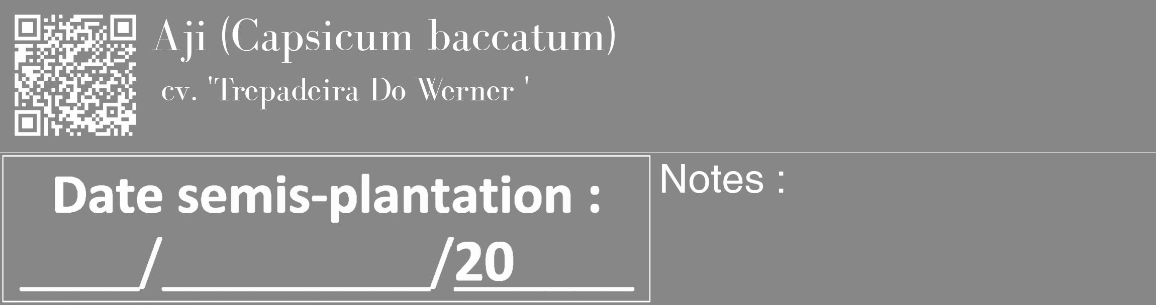 Étiquette de : Capsicum baccatum cv. 'Trepadeira Do Werner ' - format c - style blanche12_basique_basiquebod avec qrcode et comestibilité