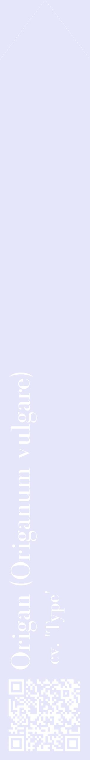 Étiquette de : Origanum vulgare cv. 'Type' - format c - style blanche55_simplebod avec qrcode et comestibilité