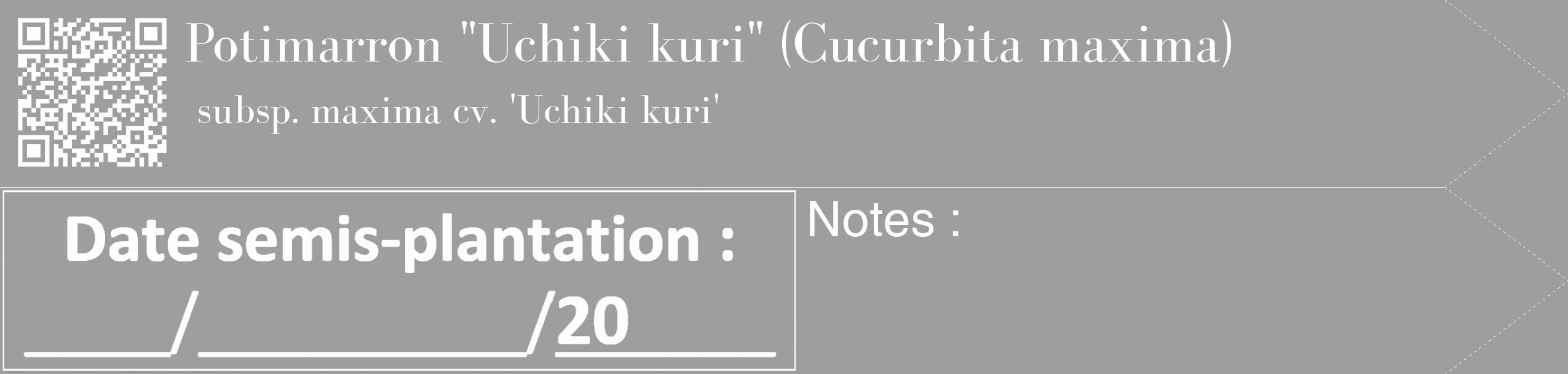 Étiquette de : Cucurbita maxima subsp. maxima cv. 'Uchiki kuri' - format c - style blanche23_simple_simplebod avec qrcode et comestibilité