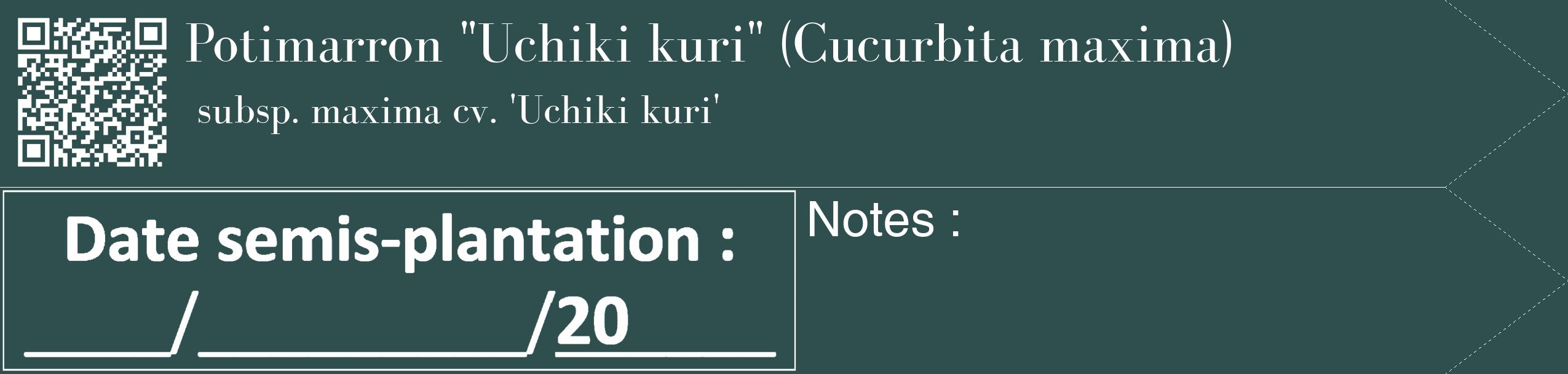 Étiquette de : Cucurbita maxima subsp. maxima cv. 'Uchiki kuri' - format c - style blanche58_simple_simplebod avec qrcode et comestibilité