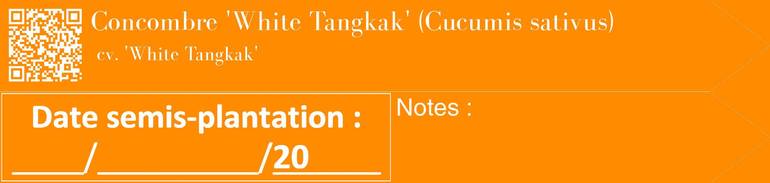 Étiquette de : Cucumis sativus cv. 'White Tangkak' - format c - style blanche23_simple_simplebod avec qrcode et comestibilité