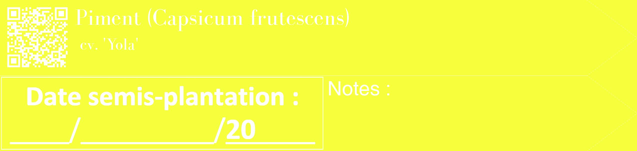 Étiquette de : Capsicum frutescens cv. 'Yola' - format c - style blanche18_simple_simplebod avec qrcode et comestibilité