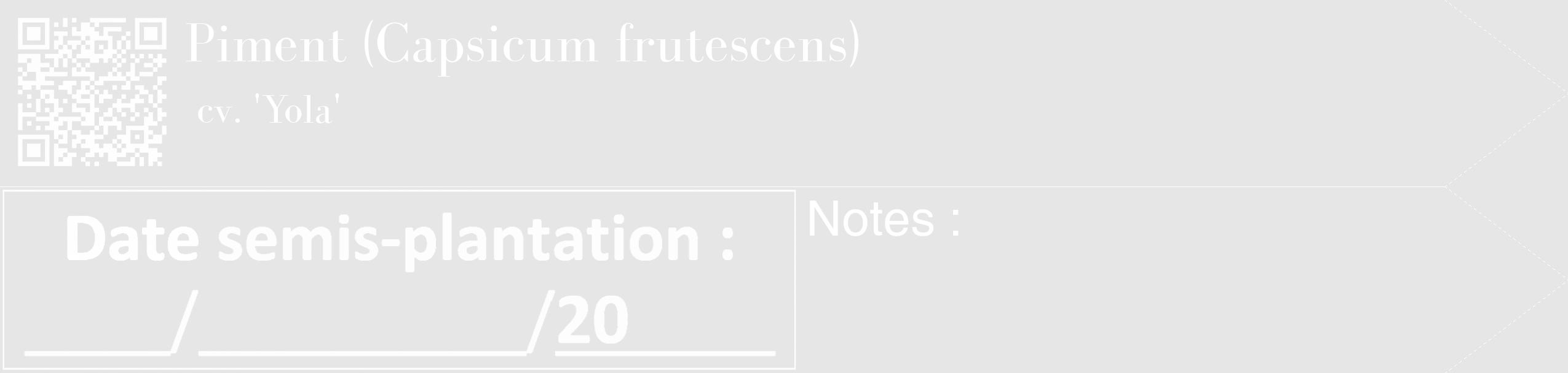 Étiquette de : Capsicum frutescens cv. 'Yola' - format c - style blanche18_simple_simplebod avec qrcode et comestibilité