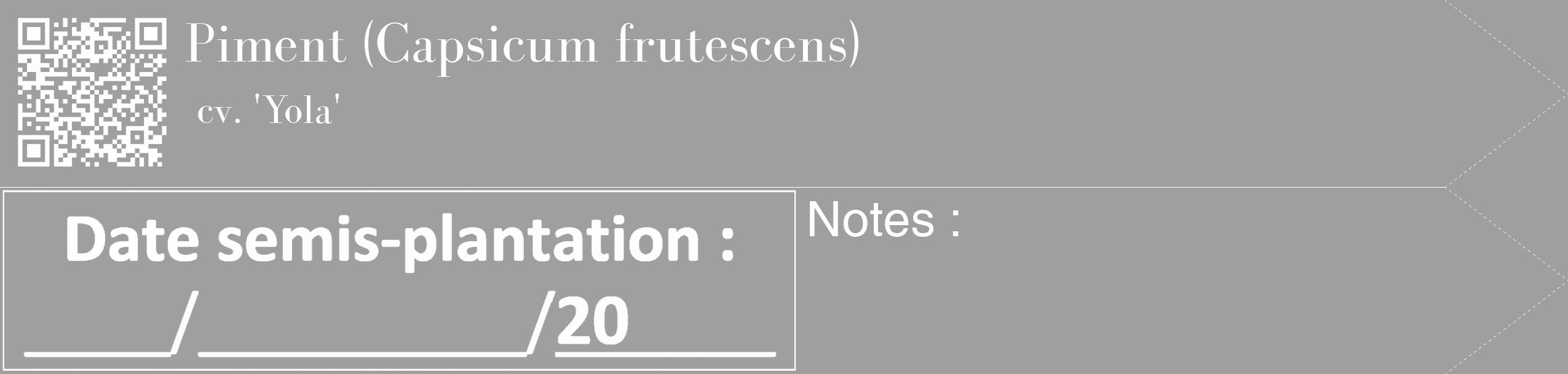 Étiquette de : Capsicum frutescens cv. 'Yola' - format c - style blanche24_simple_simplebod avec qrcode et comestibilité