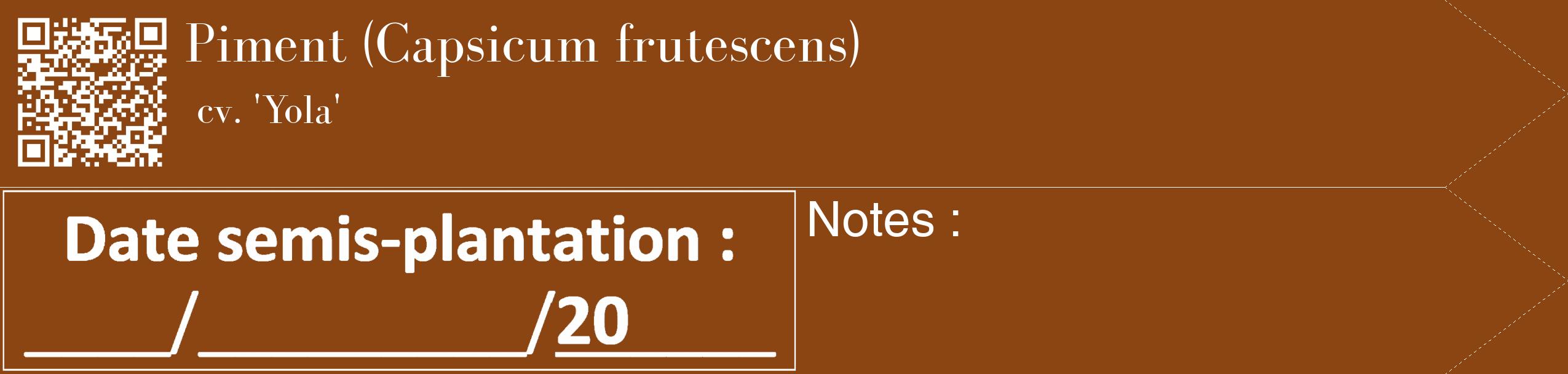 Étiquette de : Capsicum frutescens cv. 'Yola' - format c - style blanche30_simple_simplebod avec qrcode et comestibilité
