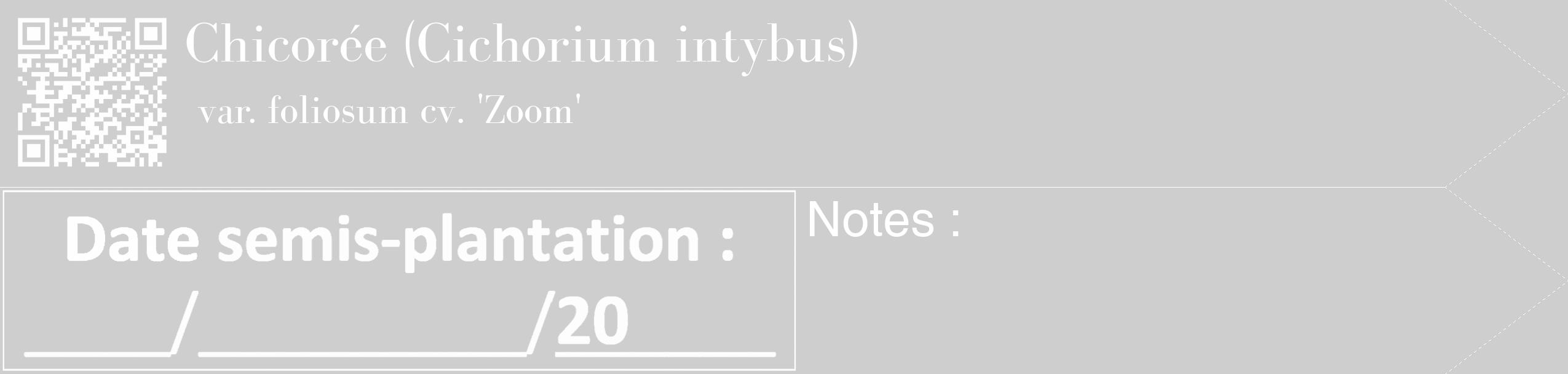 Étiquette de : Cichorium intybus var. foliosum cv. 'Zoom' - format c - style blanche17_simple_simplebod avec qrcode et comestibilité