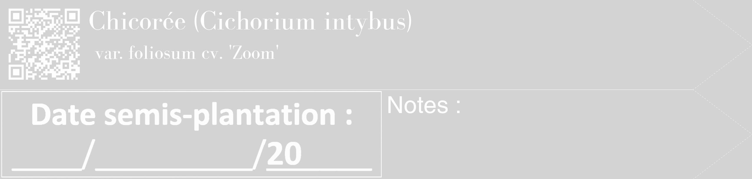 Étiquette de : Cichorium intybus var. foliosum cv. 'Zoom' - format c - style blanche56_simple_simplebod avec qrcode et comestibilité