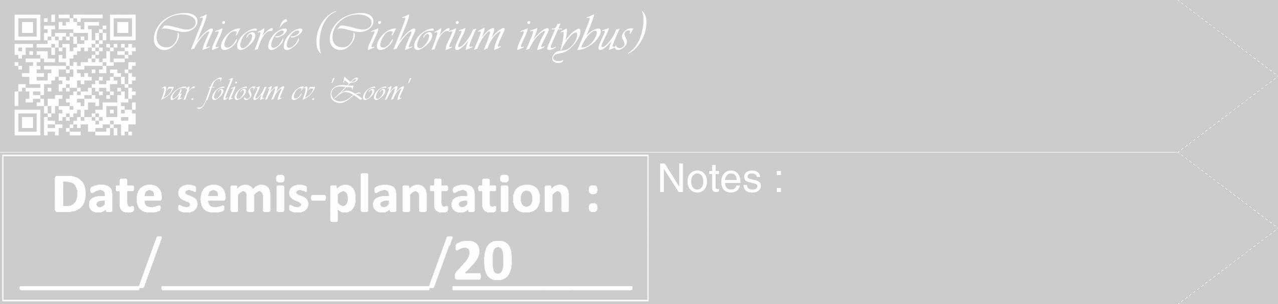 Étiquette de : Cichorium intybus var. foliosum cv. 'Zoom' - format c - style blanche0_simple_simpleviv avec qrcode et comestibilité