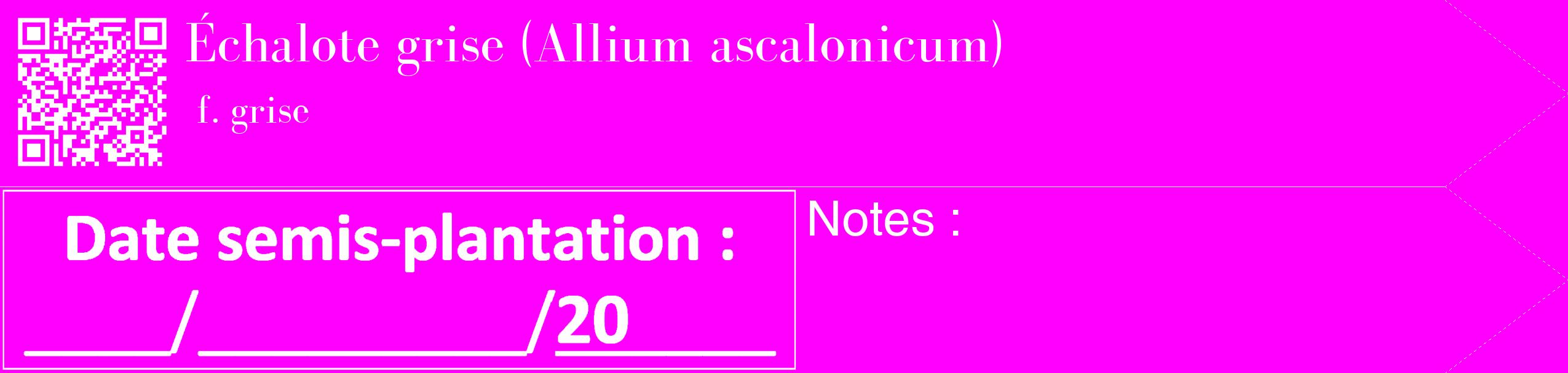 Étiquette de : Allium ascalonicum f. grise - format c - style blanche51_simple_simplebod avec qrcode et comestibilité