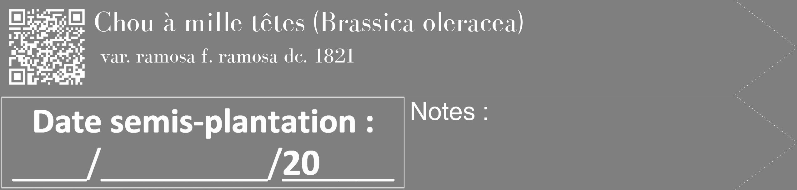 Étiquette de : Brassica oleracea var. ramosa f. ramosa dc. 1821 - format c - style blanche31_simple_simplebod avec qrcode et comestibilité