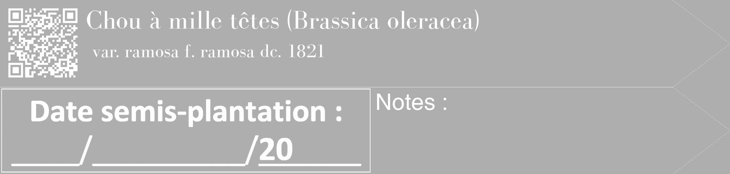 Étiquette de : Brassica oleracea var. ramosa f. ramosa dc. 1821 - format c - style blanche53_simple_simplebod avec qrcode et comestibilité
