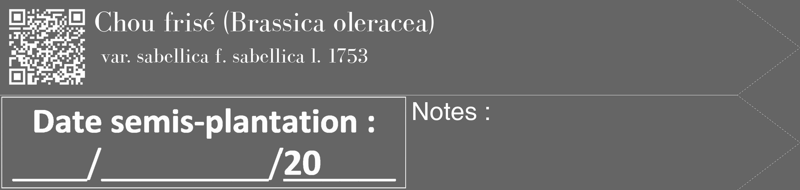 Étiquette de : Brassica oleracea var. sabellica f. sabellica l. 1753 - format c - style blanche32_simple_simplebod avec qrcode et comestibilité