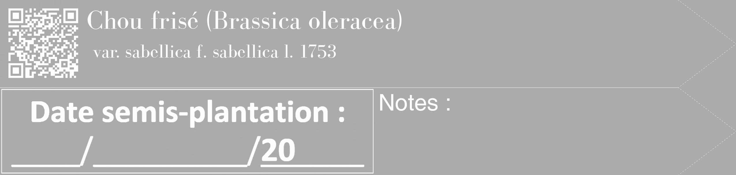 Étiquette de : Brassica oleracea var. sabellica f. sabellica l. 1753 - format c - style blanche37_simple_simplebod avec qrcode et comestibilité