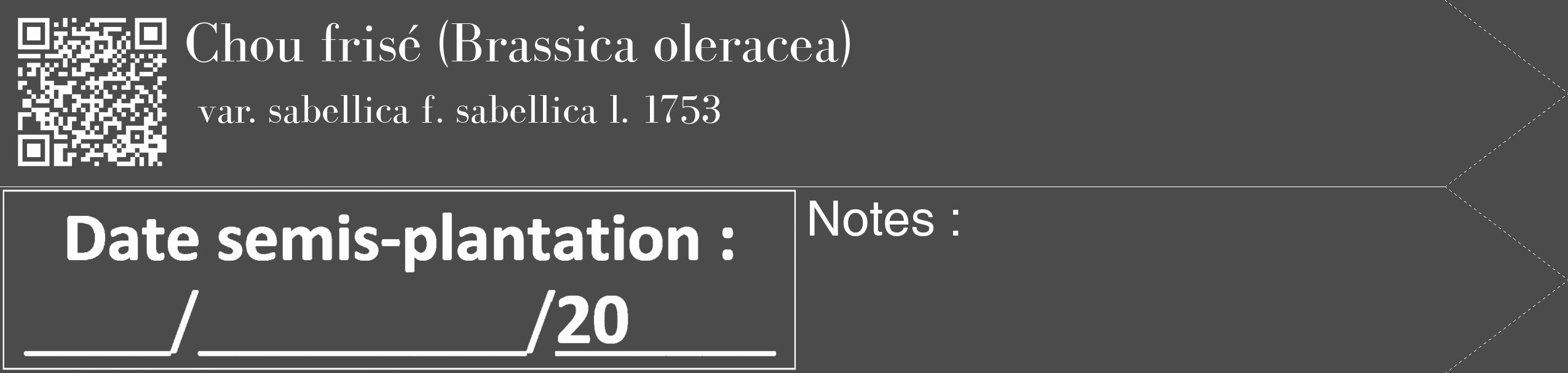 Étiquette de : Brassica oleracea var. sabellica f. sabellica l. 1753 - format c - style blanche9_simple_simplebod avec qrcode et comestibilité
