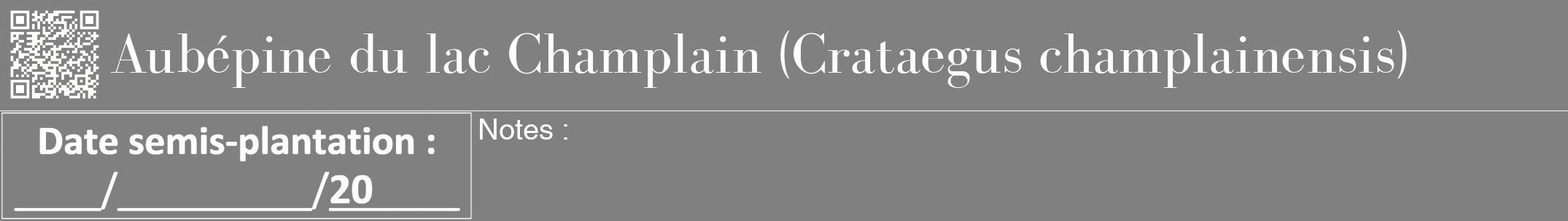Étiquette de : Crataegus champlainensis - format a - style blanche57bod avec qrcode et comestibilité