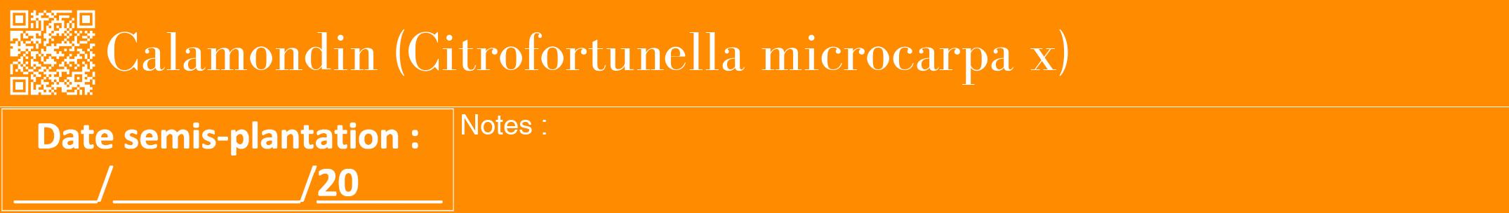 Étiquette de : Citrofortunella microcarpa x - format a - style blanche23bod avec qrcode et comestibilité