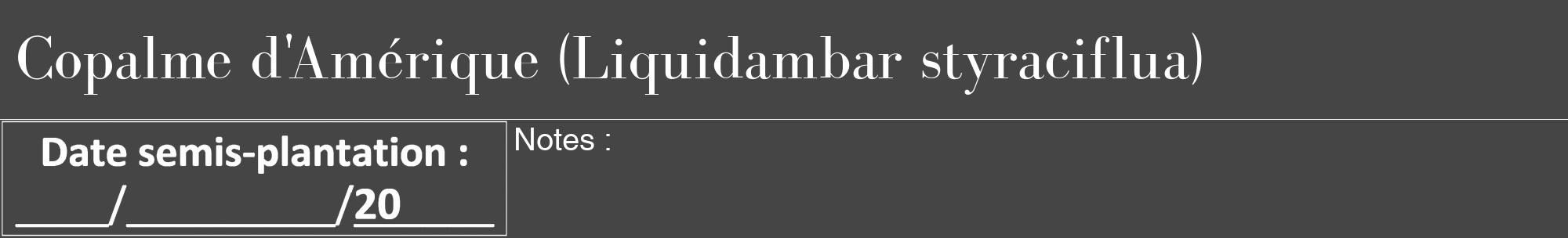 Étiquette de : Liquidambar styraciflua - format a - style blanche58bod avec comestibilité