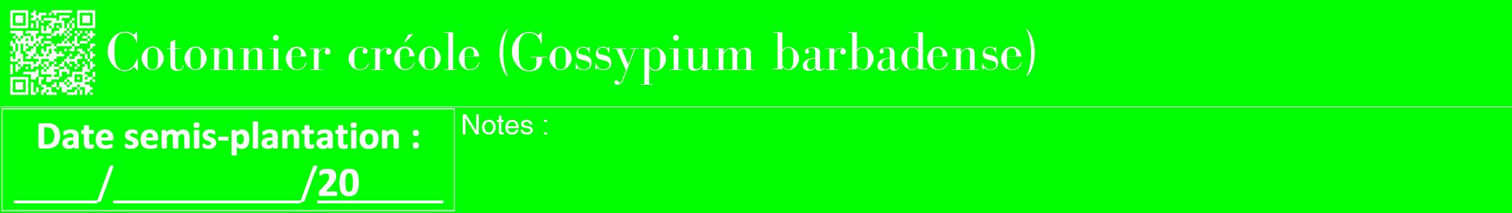 Étiquette de : Gossypium barbadense - format a - style blanche16bod avec qrcode et comestibilité