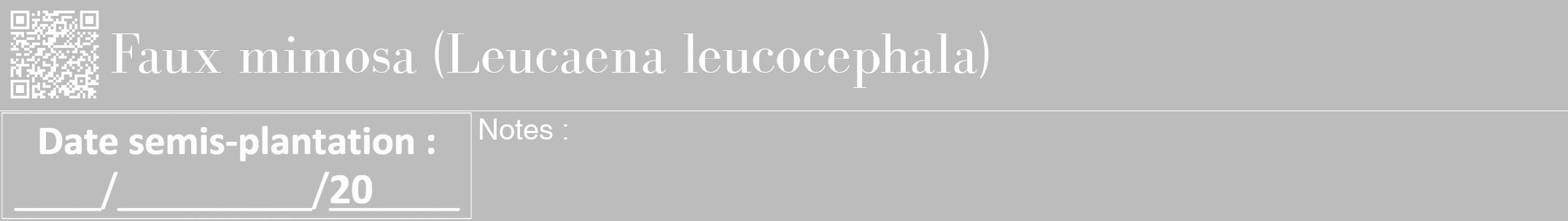 Étiquette de : Leucaena leucocephala - format a - style blanche1bod avec qrcode et comestibilité