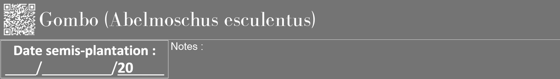 Étiquette de : Abelmoschus esculentus - format a - style blanche26bod avec qrcode et comestibilité