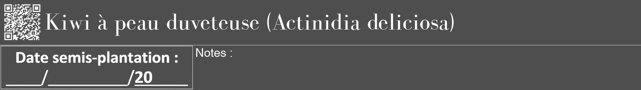 Étiquette de : Actinidia deliciosa - format a - style blanche33bod avec qrcode et comestibilité