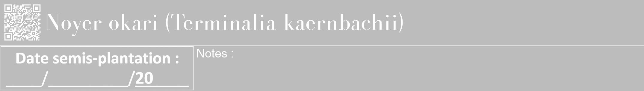 Étiquette de : Terminalia kaernbachii - format a - style blanche1bod avec qrcode et comestibilité