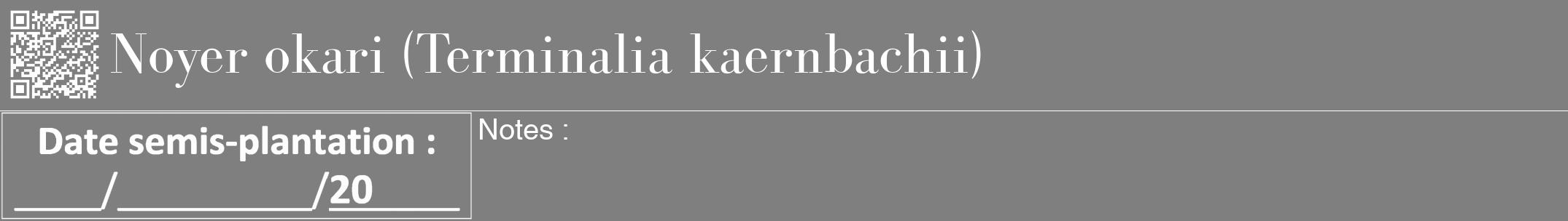Étiquette de : Terminalia kaernbachii - format a - style blanche31bod avec qrcode et comestibilité
