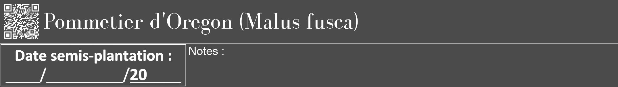 Étiquette de : Malus fusca - format a - style blanche9bod avec qrcode et comestibilité
