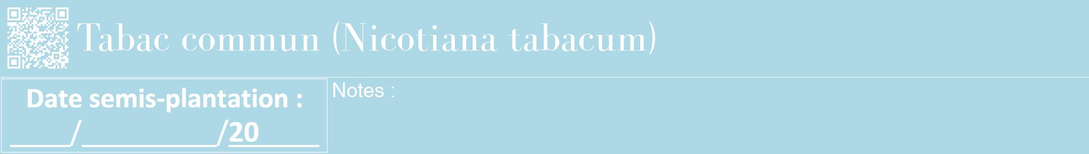 Étiquette de : Nicotiana tabacum - format a - style blanche0bod avec qrcode et comestibilité