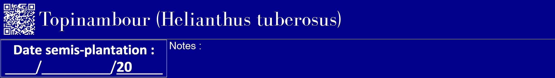 Étiquette de : Helianthus tuberosus - format a - style blanche7bod avec qrcode et comestibilité