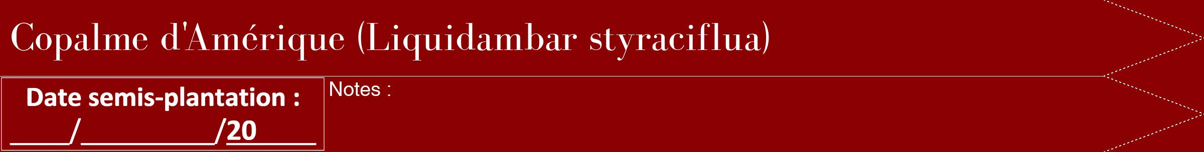 Étiquette de : Liquidambar styraciflua - format b - style blanche34bod avec comestibilité