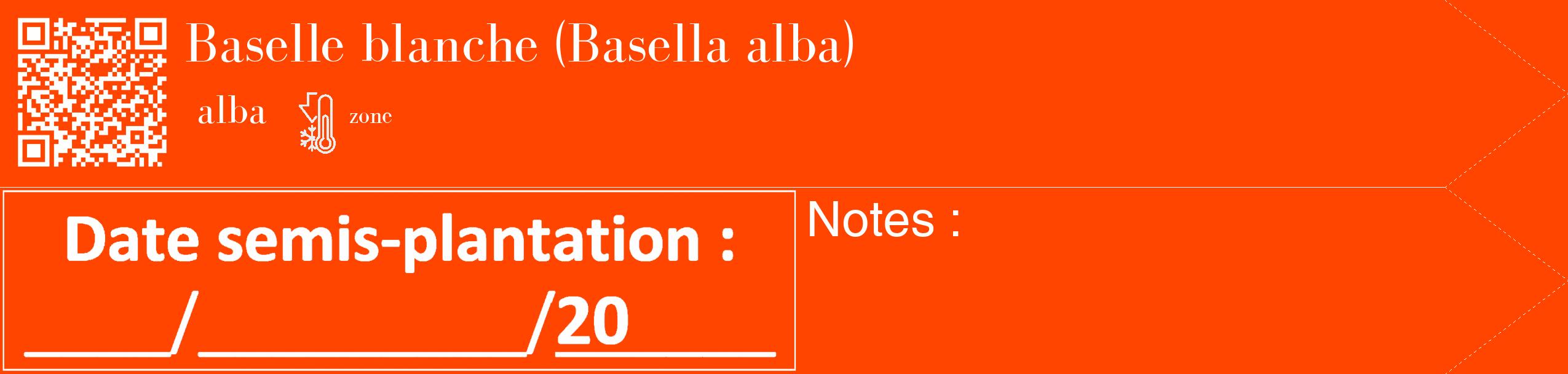 Étiquette de : Basella alba alba - format c - style blanche26_simple_simplebod avec qrcode et comestibilité