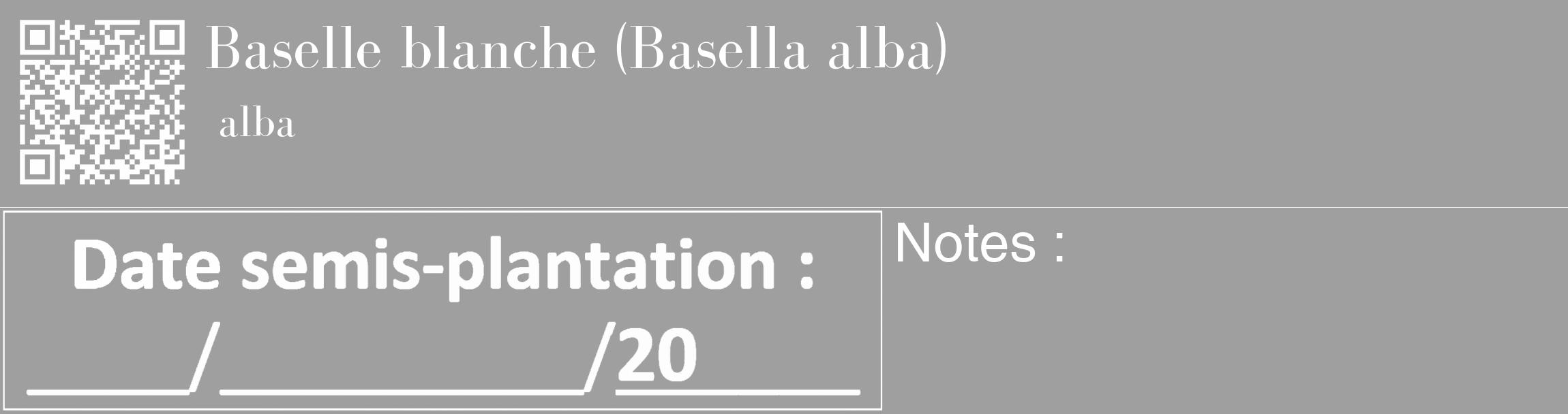 Étiquette de : Basella alba alba - format c - style blanche24_basique_basiquebod avec qrcode et comestibilité