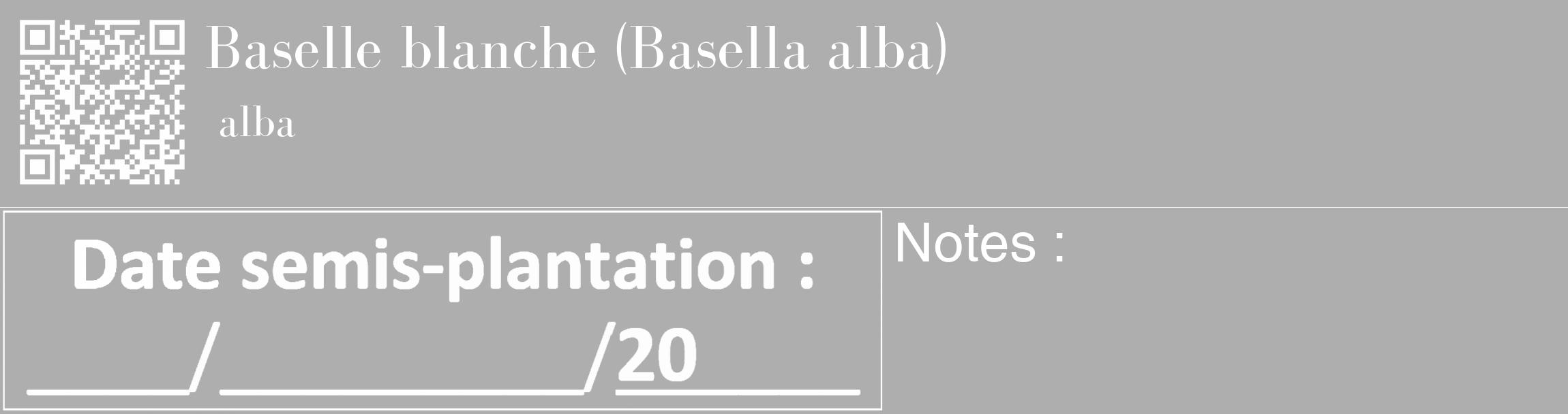 Étiquette de : Basella alba alba - format c - style blanche53_basique_basiquebod avec qrcode et comestibilité