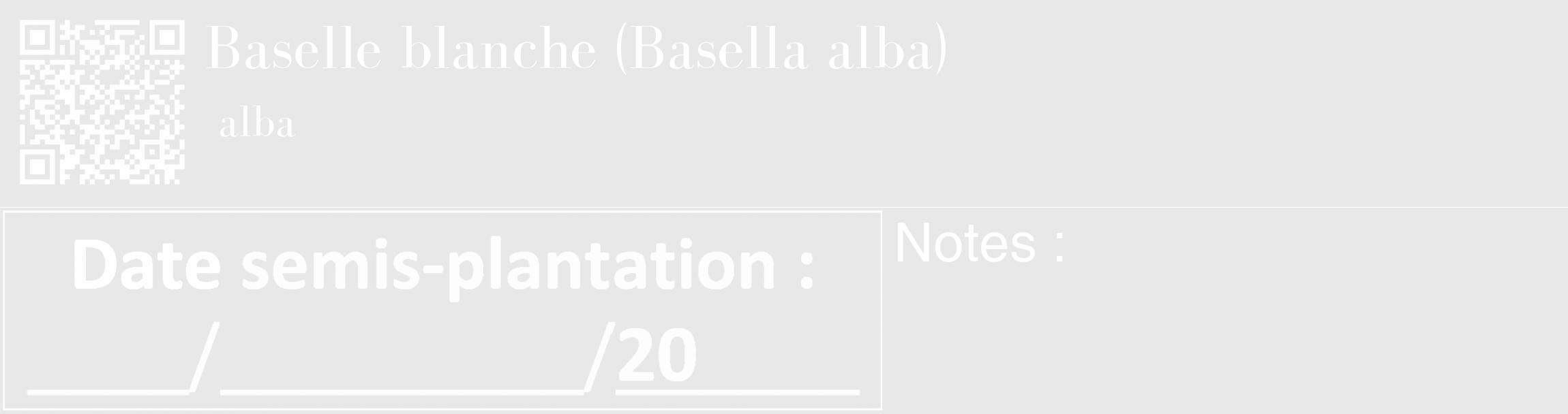 Étiquette de : Basella alba alba - format c - style blanche55_basique_basiquebod avec qrcode et comestibilité