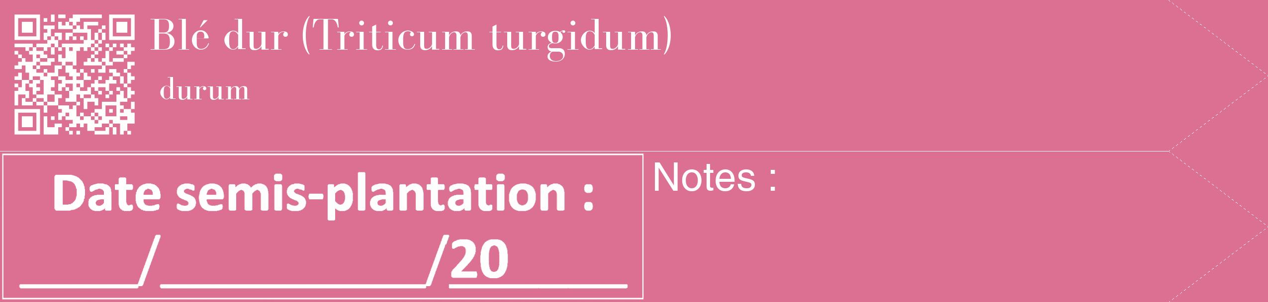 Étiquette de : Triticum turgidum durum - format c - style blanche44_simple_simplebod avec qrcode et comestibilité
