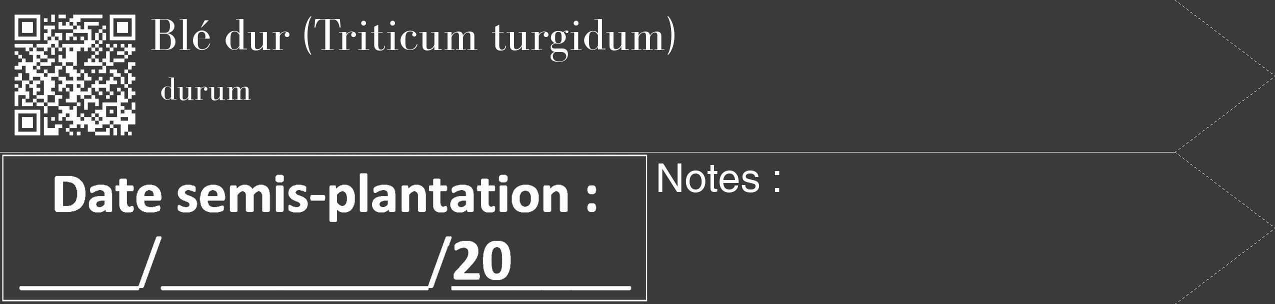 Étiquette de : Triticum turgidum durum - format c - style blanche8_simple_simplebod avec qrcode et comestibilité