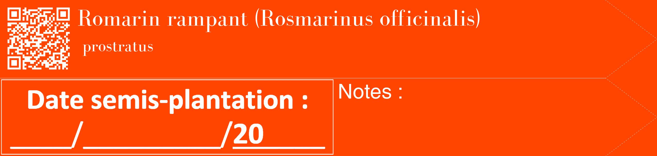 Étiquette de : Rosmarinus officinalis prostratus - format c - style blanche26_simple_simplebod avec qrcode et comestibilité
