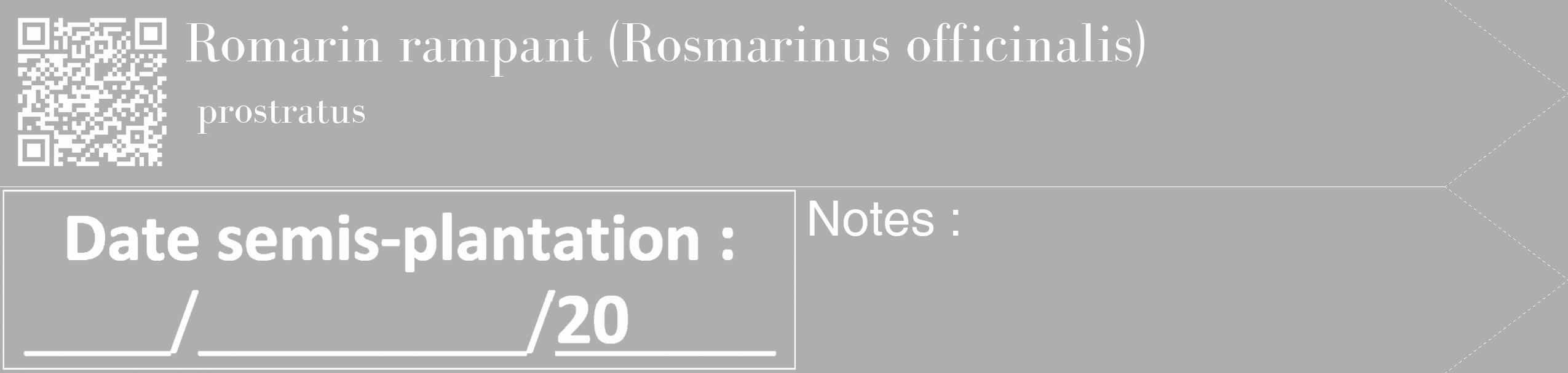 Étiquette de : Rosmarinus officinalis prostratus - format c - style blanche53_simple_simplebod avec qrcode et comestibilité