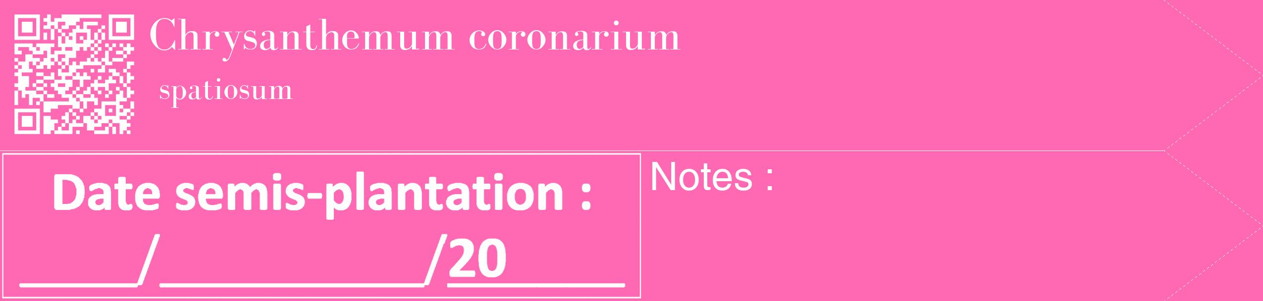 Étiquette de : Chrysanthemum coronarium spatiosum - format c - style blanche42_simple_simplebod avec qrcode et comestibilité