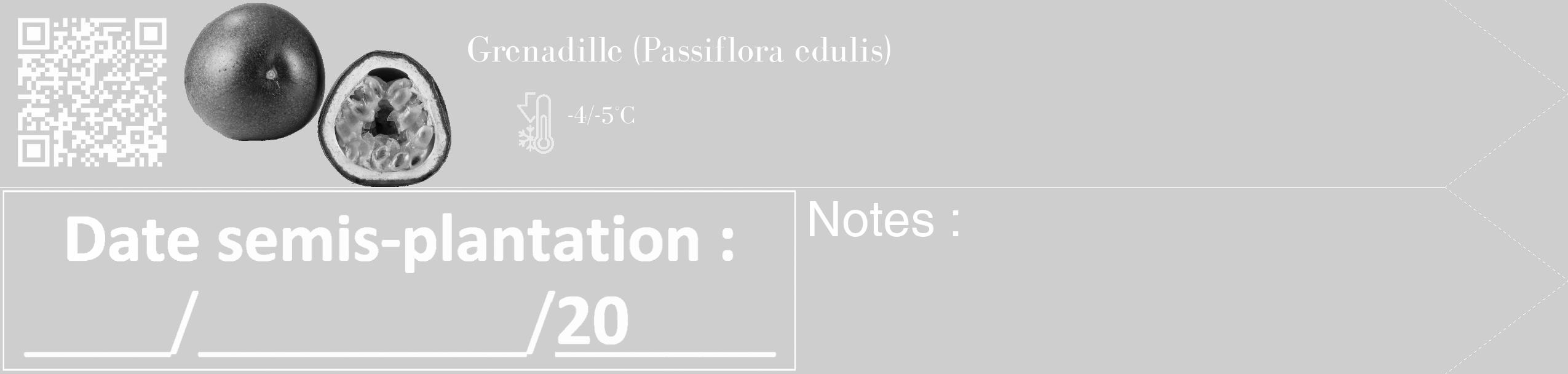 Étiquette de : Passiflora edulis - format c - style blanche17_simple_simplebod avec qrcode et comestibilité