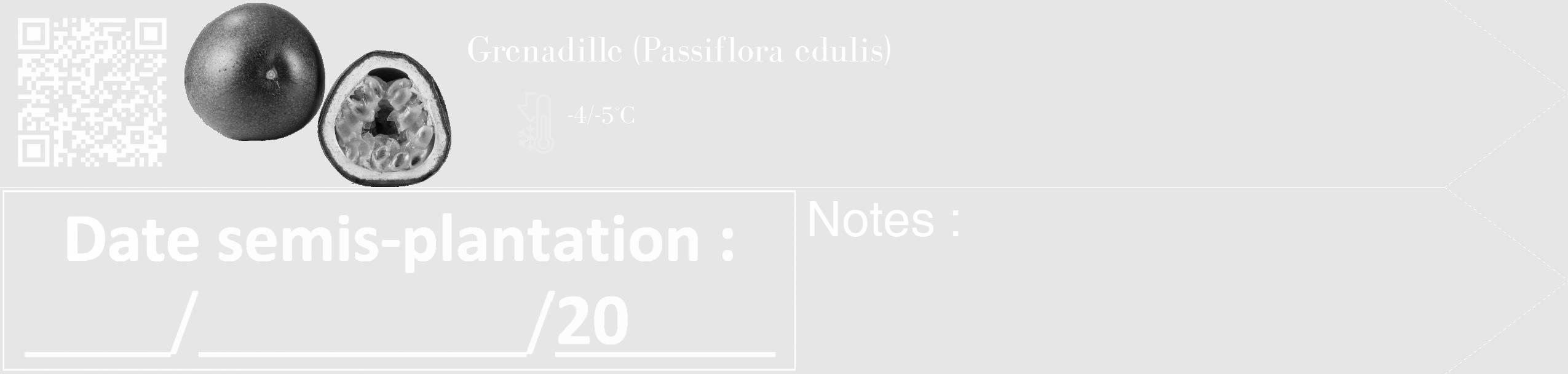 Étiquette de : Passiflora edulis - format c - style blanche18_simple_simplebod avec qrcode et comestibilité