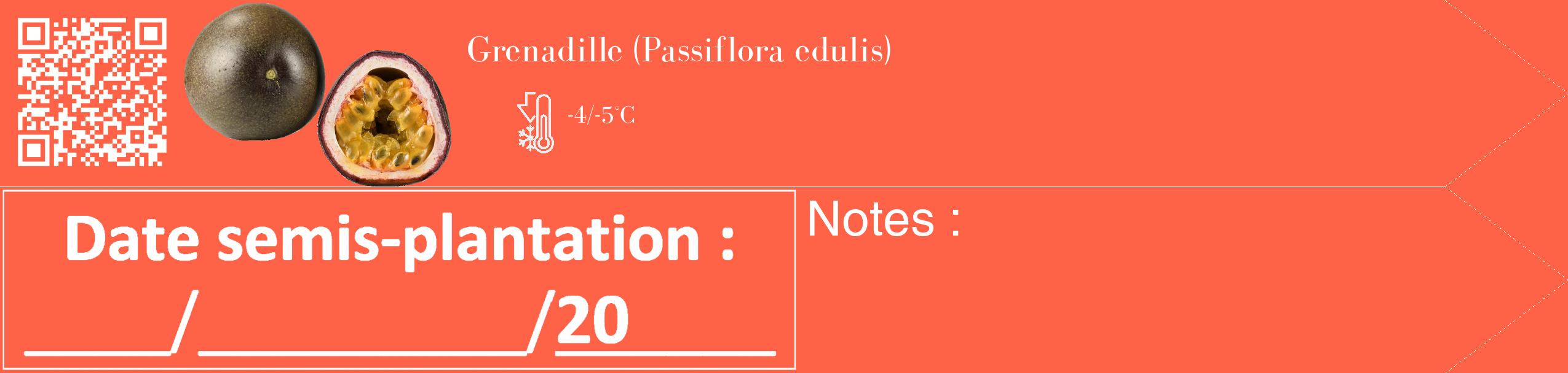 Étiquette de : Passiflora edulis - format c - style blanche25_simple_simplebod avec qrcode et comestibilité