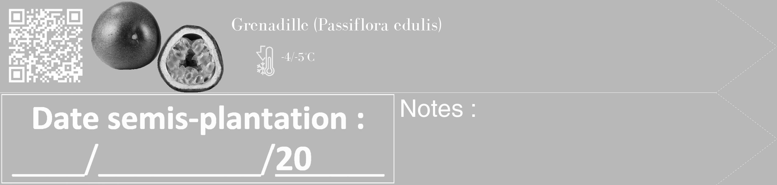 Étiquette de : Passiflora edulis - format c - style blanche39_simple_simplebod avec qrcode et comestibilité