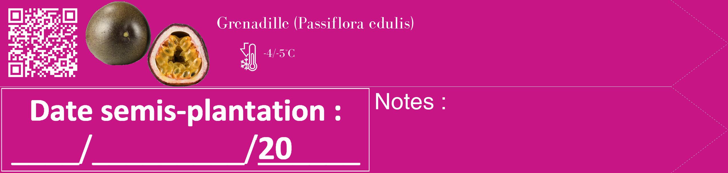 Étiquette de : Passiflora edulis - format c - style blanche45_simple_simplebod avec qrcode et comestibilité