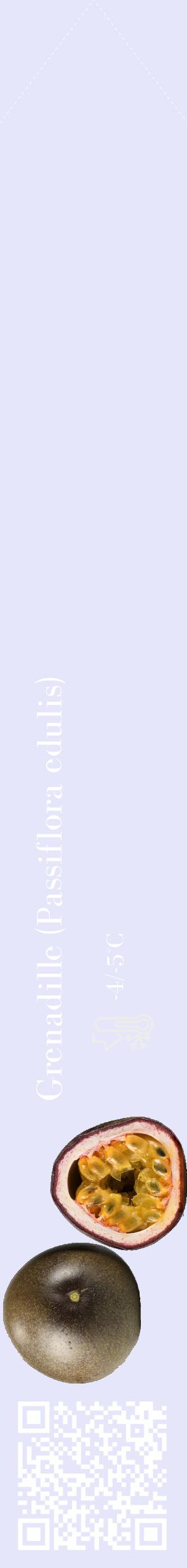 Étiquette de : Passiflora edulis - format c - style blanche55_simple_simplebod avec qrcode et comestibilité - position verticale
