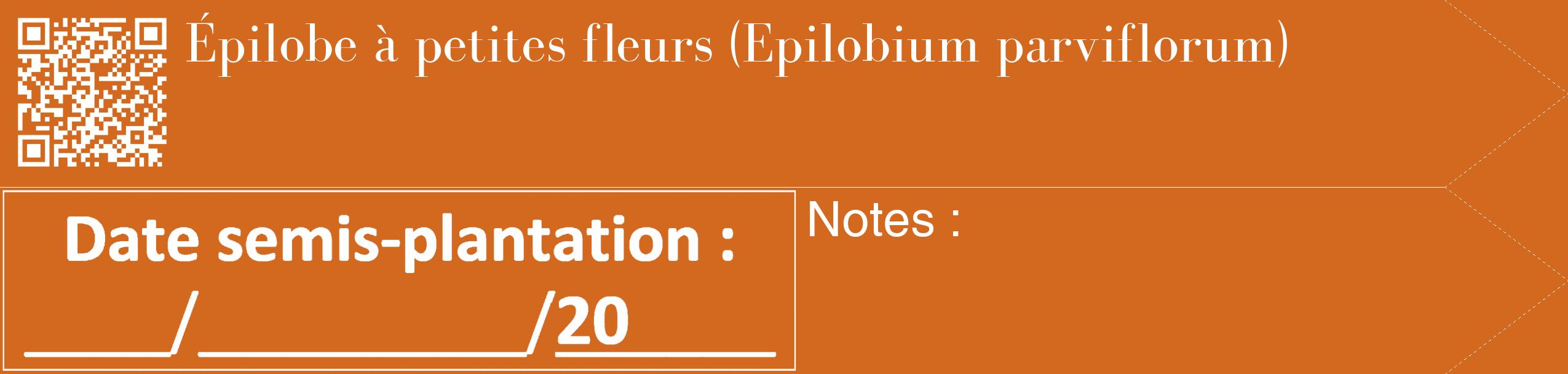 Étiquette de : Epilobium parviflorum - format c - style blanche31_simple_simplebod avec qrcode et comestibilité