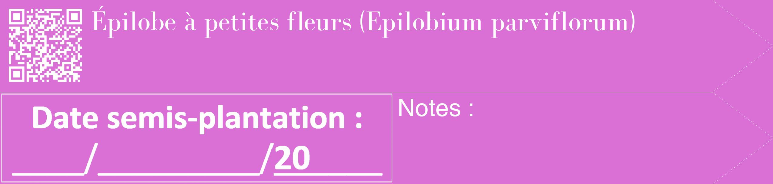 Étiquette de : Epilobium parviflorum - format c - style blanche52_simple_simplebod avec qrcode et comestibilité